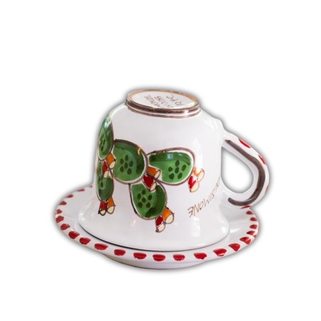 Tazza da tè con piattino Folk Fichi d'India Ceramiche De Simone Tazza da tè con piattino Folk Fichi d'India Ceramiche De Simone